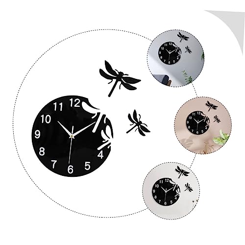 Horloge murale acrylique silencieuse avec libellule pour salon