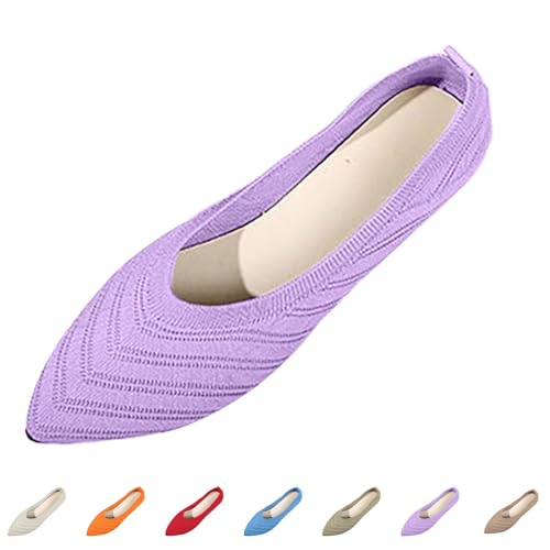 Womens Knit Ballet Flats Ladies Casual Slip-On Soft Ballerina Walking Flats Shoes Comfortable Pointed-Toe Dress Shoes2