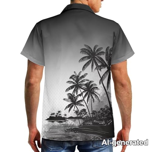Image of Hawaii Matching Couple Outfits Husband and Wife Clothing Fashionable Mens Casual Shirts Hawaii Dress with Soft Fabric