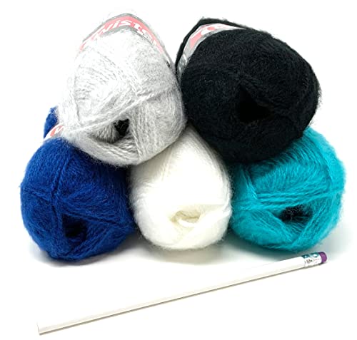 Twister-Fluffy Lot de 5 flacons de 50 g Noir/blanc/gris/bleu/turquoise Cover