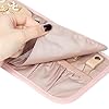 BELALIFE Travel Jewelry Case Organizer, Small Foldable Storage Roll for Earrings, Necklaces, Rings, Bracelets, Brooches, Pink #5