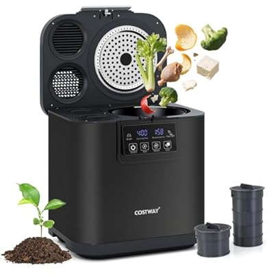 COSTWAY 4L Electric Composter for Kitchen, Smart Waste Dispenser Countertop Compost Machine w/Replaceable Filters, Auto-Cleaning, LED Display, Indoor Compost Bin, Turn Food Waste to Dry Fertilizer