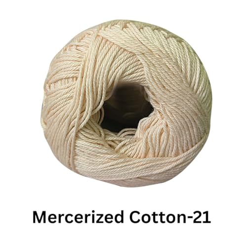 Image of VCR 4 Ply Off White 100% Mercerized Cotton Yarn, 60 Grams Hank, 190 Meters Length, Cotton Combed Ball, Smooth and Glossy Crochet Yarn for Crochet and Knitting, Pack of 1, Suitable for DIY Crafts