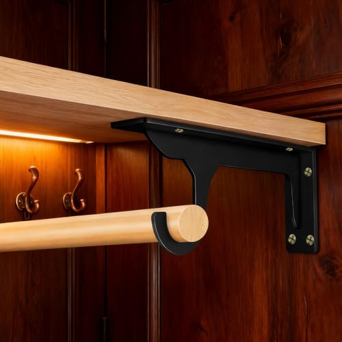 Support de tringle de placard robuste en acier laminé à froid noir