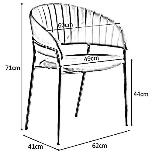 Silla de comedor azul con patas de metal oro de 62x41x71cm 3