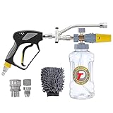 Tool Daily Foam Cannon with Pressure Washer Gun, Dual Connector Accessory, Power Washer Gun with 3/8'' Swivel Connector, Adjustable Soap Cannon with M22-14 and 1/4” Quick Connect Fittings, 1.5 Liter