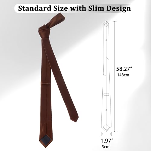 Image of Landisun Black Tie Men Women Solid Skinny Ties Slim Ties Satin Tie