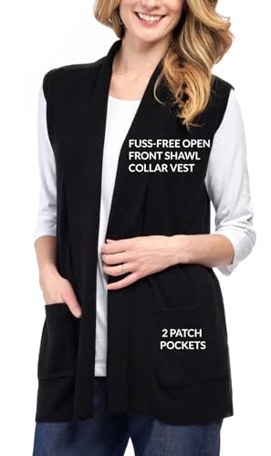 Women's Long Soft & Lightweight 100% Acrylic Knit Cashmere Like Vest in Open Front2