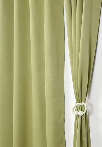 Image of LaVichitra 1 Piece Solid Premium Blackout Curtain - Thermal Insulated, 3 Layered, 100% Opaque Window - 6 feet, Light Green