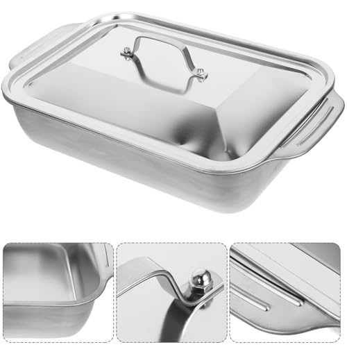 Bandeja para asar pescado de acero inoxidable rectangular para horno y mariscos 8