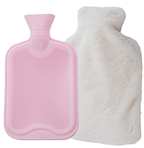 グローバルジャパン 湯たんぽ 柔らか ゴム ソフト ゆたんぽ お湯入れ 電気不要 注水式 容量2L エコ湯タンポ かわいい モコモコ シャギー カバー付き ホワイト