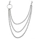 GOIYZTTR 2 Stück Triple Chains Metal Hosenkette Punk Hip Pop Jeanskette für Hut, Jeans, Jacken Kostüm Dekoration Unisex Geeignet für Viele Gelegenheiten/Silber