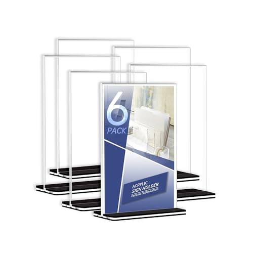 Tableros De Basquetbol, Office Product Soporte de Acrílico para Letreros Doble Cara - Set de 6 Soporte para Menús de Mesa de Acrílico, Soporte de para Anuncio, para Restaurantes, Oficina,...