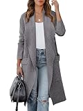 ANRABESS Women's Long Cardigan Sweater 2025 Fall Fashion Casual Oversized Knit Open Front Coatigan Jacket Coat Outfits Dark Gray Medium