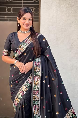 Image of SGF11 Women's Kanjivaram Pure Soft Silk Saree With Unstitched Blouse Piece
