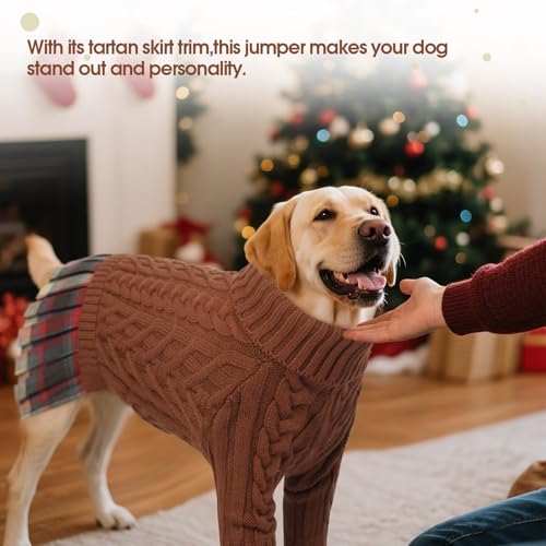 IECOii Hundepullover Kleid,Extra Große Pullover Hund für Weibliche Hunde,Hund Fleece Pullover Haustier Winter Kleid für Riesenrassen,Rollkragen Strickwaren für Kaltes Wetter, Maschinenwaschbar,5XL