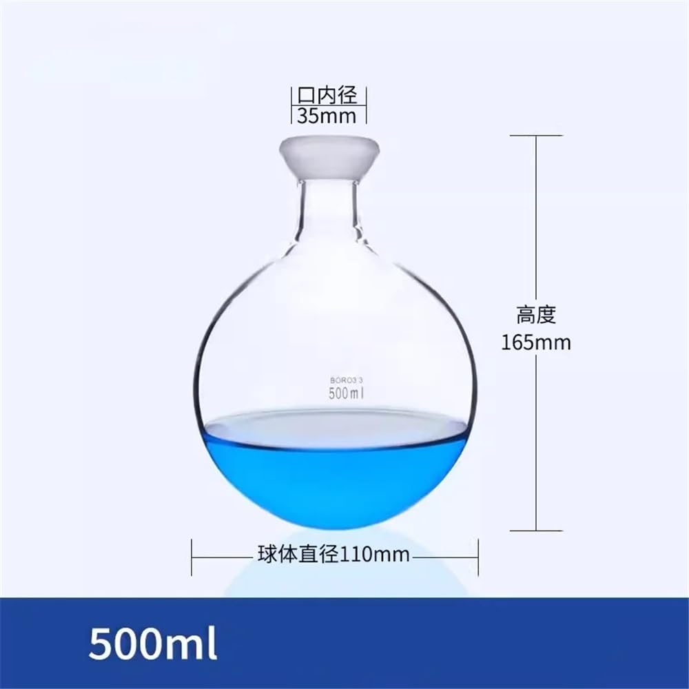 Obrotowa butelka odbiorcza, kolba ze szlifem kulkowym, szklana butelka odbiorcza, okrągła kolba laboratoryjna, 250 ml/500 ml/1000 ml (500 ml)