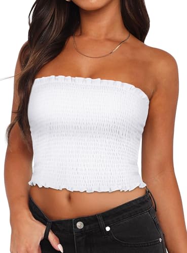 Womens Tube Top Summer Strapless Crop Tops Basic Tank Casual Sleeveless Shirt