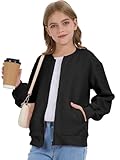 Girls Bomber Jackets Lightweight Zip Up Fashion Kids Cute Jacquard Coats Fall Varsity Outwear Clothes
