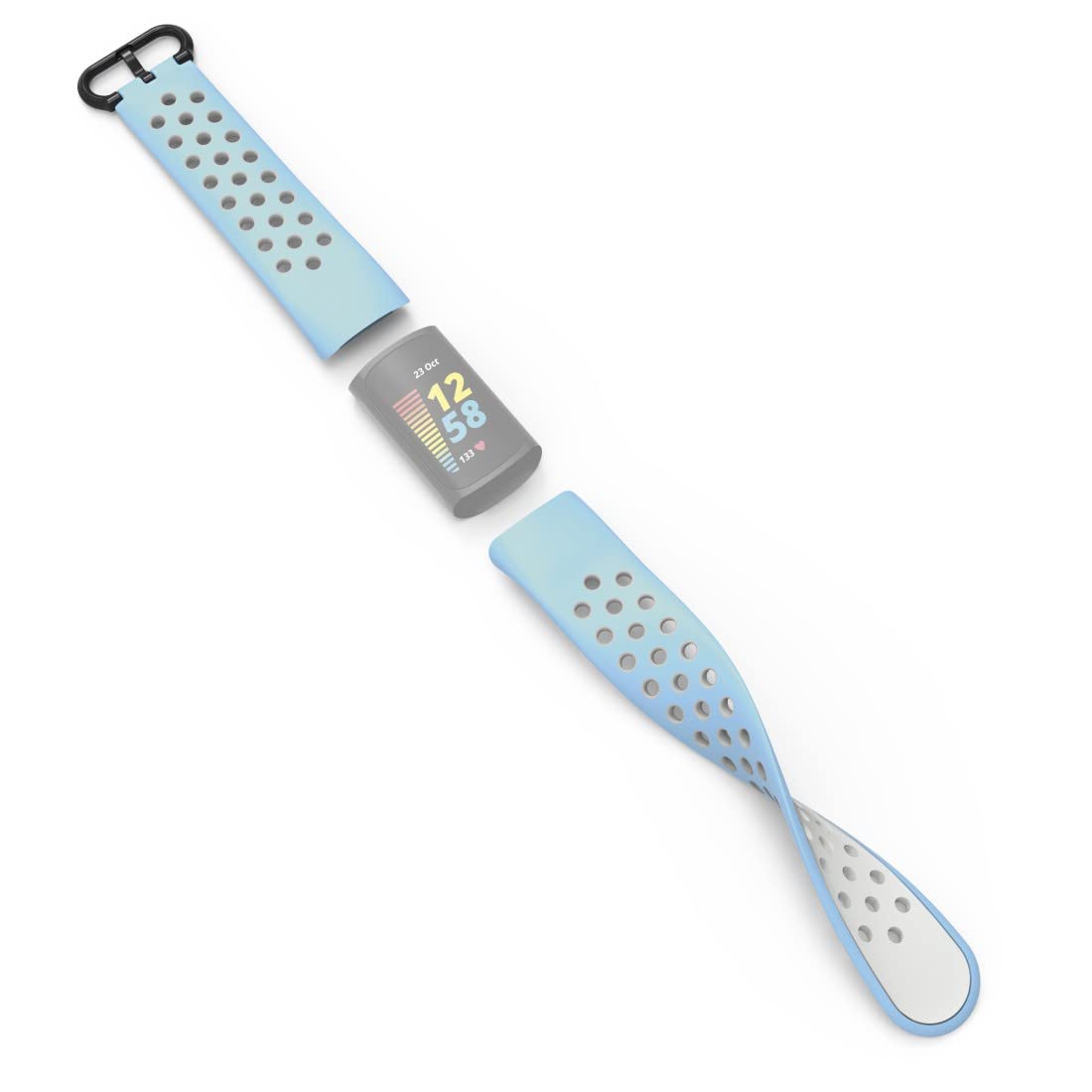 Hama Fitbit Charge 5 Ersatzarmband – 22 Mm, Silikon, Atmungsaktiv – Schwarz/grau Mit Edelstahl-Druckknopf
