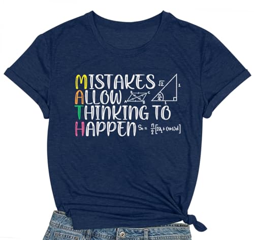 Womens Math Teacher Shirt Teaching Letter Print Tshirt Math Teacher Life Tee Tops