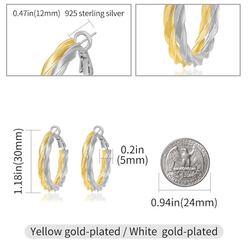Two Tone Hoop Earrings for Women Double Hoop Earrings Lightweight Gold And Silver Earrings2