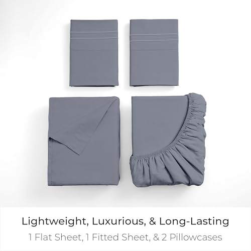 Image of Mellanni King Sheets Set - 4 PC Iconic Collection Bedding - Hotel Luxury, Extra Soft, Cooling Bed Sheets - Wrinkle, Fade, Stain Resistant (King, Mineral Gray)