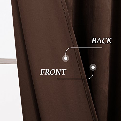 Image of RYB HOME Velvet Curtains - Blackout Curtains for Bedroom Thermal Insulated Soft Curtain Panels with Dual Rod Pocket, Room Darkening Curtains for Living Room, 52 x 84 inches Long, Chestnut, 2 Panels
