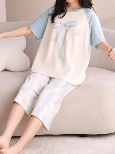 Image of Lymio Womens Korean Night Dress | Full Pyjama Set | Korean Nightsuit | Women Nightwear |Round Neck Full Sleeve Nightsuit | Loungewear | Everyday Nightdress (W-ND-2)