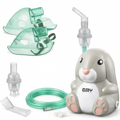 E.M.Y. Design MISS BUNNY - Aerosol per Bambini e Adulti, Dispositivo Medico Classe IIa, Certificato CE e FDA, Nebulizzatore a Pistone Potente con Accessori e Borsa