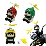 バイク アクセサリー パンダ ハンドルバー 装飾 3個セット ヘルメット付き プロペラ搭載 ライト点滅 夜間走行 自転車 アクセサリー パンダ飾り 車のダッシュボード装飾 自転車 ライト パンダ 人形 光る ヘッド ランプ 子供用 大人用 自転車 バイク用 車内インテリア 置物 取付簡単 自転車の飾り 愛車 騎乗パートナー (A)