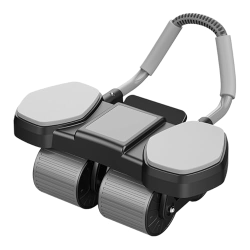 Rodillo abdominal, entrenador silencioso para interiores, rebobinado automático con 4 ruedas y soporte para teléfono móvil para mujeres, principiantes en casa