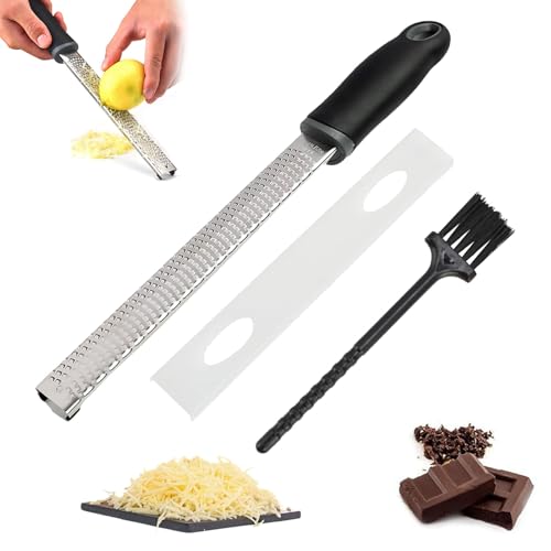 Hongoen Edelstahl Käsereibe,Handreibe Parmesanreibe Knoblauchreibe Zitronenreibe Ingwerreibe Edelstahl,Muskatnuss Reibe,Zestenreibe,Zester Reibe für Käse Zitronen Spülmaschinenfest