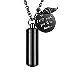 Dletay Cylinder Cremation Jewelry Urn Necklace for Ashes Memorial Ashes Necklace with Angel Wing Charm Memorial Keepsake for Pet Human-I Still Need You Close to Me 6