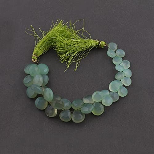 Calcédoine verte perles briolettes coeurs facettés 10mm 14mm fil 7 inches SB693