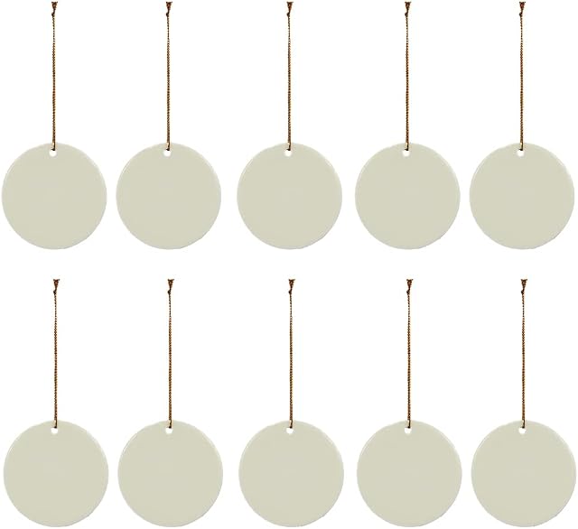Sublimation Blank Christmas Ornament 3 Inch Round White Ceramic Hanging Baubles Christmas Decorations Disc Circle(25)
