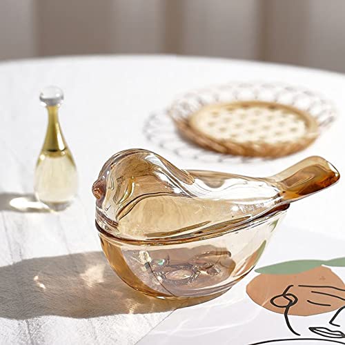 Ceierph Small Amber Glass Jewelry Box Organizer, Bird Shape Ring Holder Earrings Organizer, Gift For Women Wife Mom, Birthday Wedding Christmas Valentine Gifts #TOP1