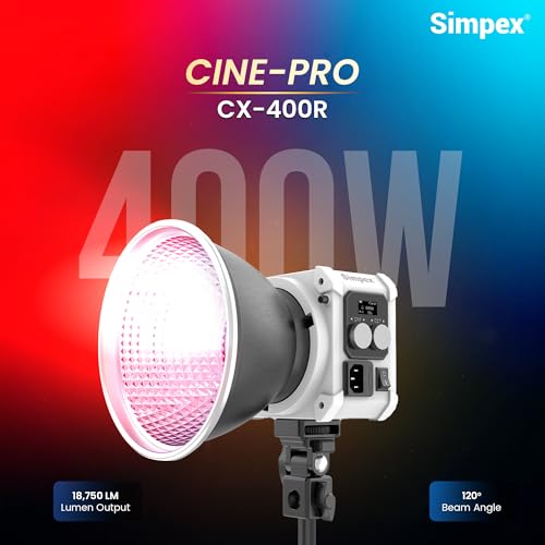 Image of Simpex CINE PRO Series CX-400R, A high-Performance 400W RGB Continuous LED Light meticulously Designed for Professional filmmakers, Studio Photographers, and Content Creators.
