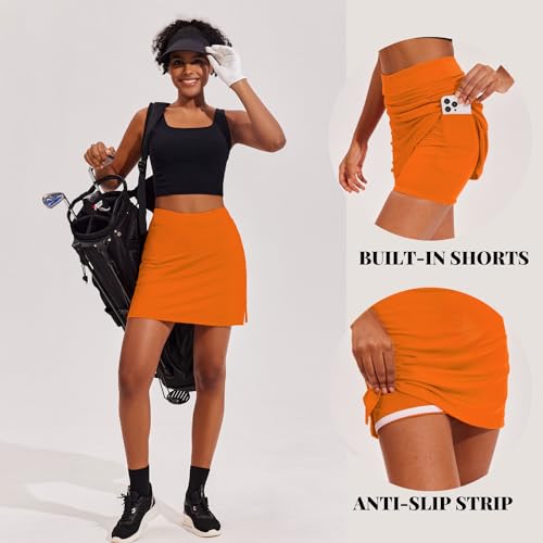 Image of Ekouaer 16 inch Golf Skorts for Woman with Inner Pockets Silicone Grippers Tennis Skirt Quick Dry Athletic Pickleball Skort
