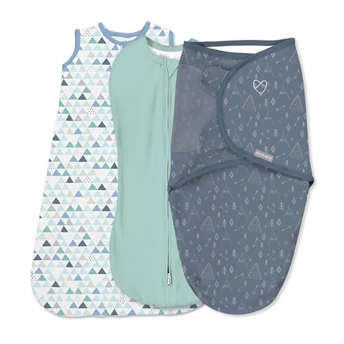 Image of SwaddleMe by Ingenuity Comfort Pack Baby Swaddle Set, Size 0-3 Months, 5-14 Pounds, SwaddleMe Pod, Original Swaddle, Night Sack, 3pk - Mountaineer