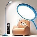 luckystyle Blue Floor Lamp,Super Bright Dimmable LED Lamps for Living Room, Custom Color Temperature Standing Lamp with Remote Push Button, Adjustable Gooseneck Reading Floor Lamp for Bedroom Office