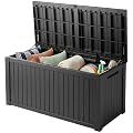 TARKARI 200 Gallon Outdoor Storage Box Waterproof, Resin Deck Boxes with Lockable Lid & UV-Resistant for Patio, Pool, Garden Furniture Cushions & Accessories, Black
