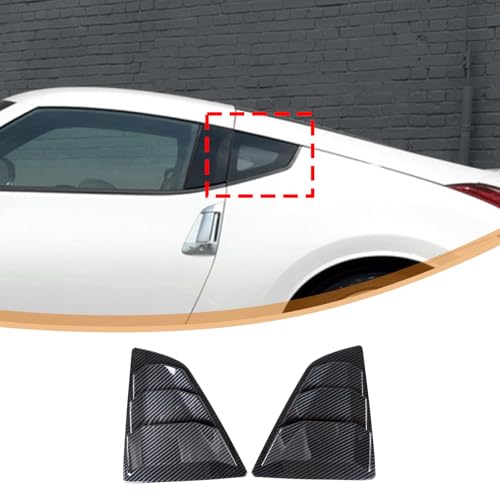 Daeiclru Rear Side Window Louvers Compatible with Nissan 370Z 2009-2020, Rear Side Window Louver Decorate Cover, Air Vent Scoop Shades Cover Accessories (Carbon Fiber Pattern)