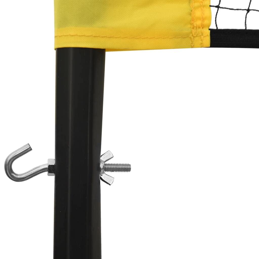 Badminton-Netz Gelb Schwarz 600x155 cm PE-Gewebe Tragbar mit Ständer und Pfosten für Garten Strand Outdoor Rasen Camping Volleyball- und Tennisnetz Spielset für Familie und Erwachsene