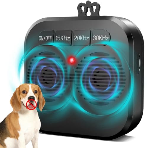 Anti Barking Device for Dogs, Ultrasonic Dog Barking Silencer with 3 Modes, Rechargeable Dog Bark Deterrent Devices for Most Breeds Indoor/Outdoor Use, 33FT Bark Box Stops Bad Behavior (Black)