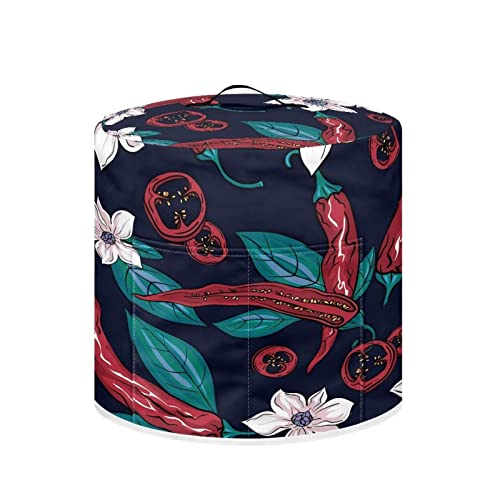 COEQINE Blue Stain Resistant Pressure Cooker Dust Cover Fit 6 Quart Rice Cooker Cover With Handles And Pocket, Funny Chili Flower Print