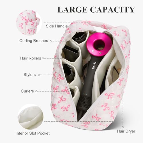 HiTotes Hair Tools Travel Bag Compatible with Dyson Airwrap Cute Quilted Travel Case for Shark Flexstyle Multi Compartments Hair Tools Organizer - image 3