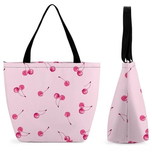 Sac de shopping pour voyage fruit rose grand volume avec bandoulière