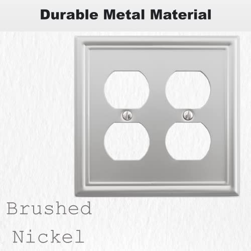 Plaque murale double prise duplex OKAWYC durable en nickel brossé résistant aux chocs - 4