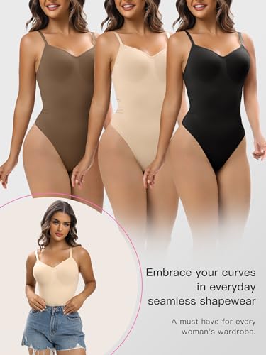 Image of YIANNA Shapewear for Women Tummy Control Seamless Bodysuit Waist Shaping Body Shaper Thong or Brief